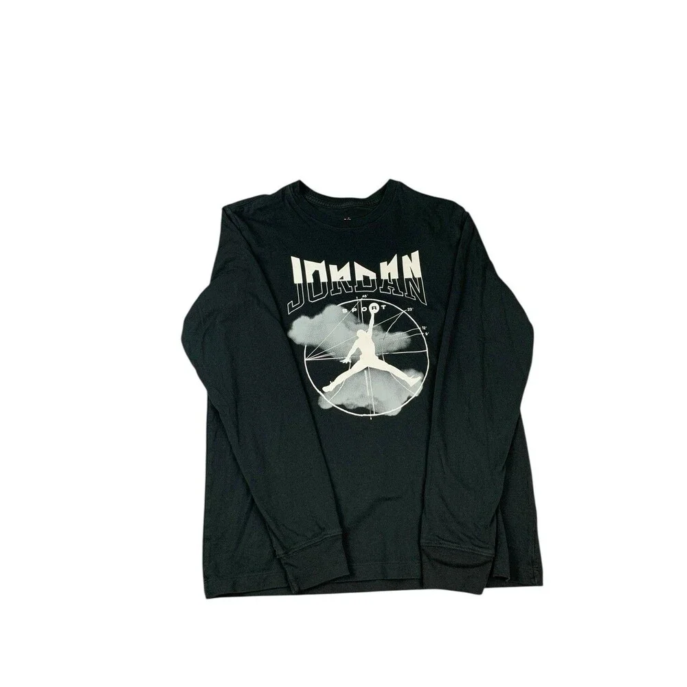AIR JORDAN Gravity's Nightmare LS Tee, Black, FD7004-010, Men’s Size Medium